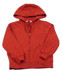 Červená propínací mikina s dinem a kapucí 