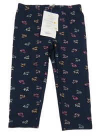 Nové - Tmavomodré crop legíny s koníky Topolino
