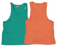2set - 2x tílko - zelené + oranžové Y.F.K.