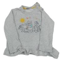 Světlešedá melírovaná mikina s Medvídkem Pú Disney