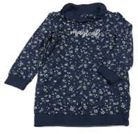 Tmavomodré teplákové šaty s nápisem a hvězdami Impidimpi