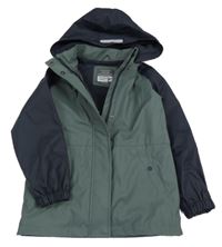 Khaki-tmavomodrá voděodolná lehce zateplená bunda s kapucí Primark