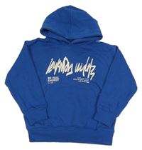 Tmavomodrá mikina s nápisy a kapucí Zara