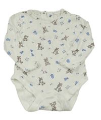 Bílo-modré žebrované květované body s Dupíkem Primark