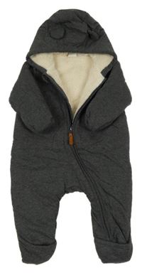 Tmavošedá tepláková zateplená kombinéza s kapucí H&M