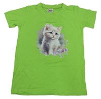 Světlezelené tričko s kočičkou 