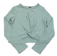 Světlemodrá žebrovaná úpletová crop mikina George