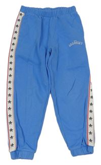 Modro-bílé tepláky s nápisem a hvězdami M&S