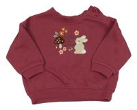 Vínová mikina s králíčkem a nápisem Matalan
