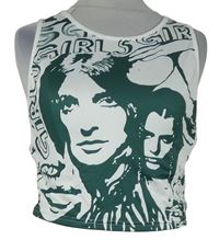 Dámský bílo-zelený crop top s potiskem Shein 