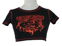 Dámské černo-červené crop tričko s hadem H&M