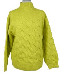 Dámský žlutý vzorovaný svetr s rolákem 