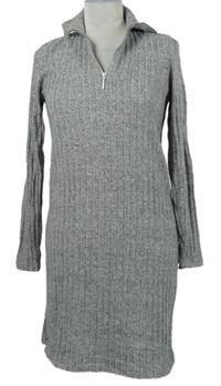 Dámské šedé žebrované úpletové šaty s límečkem George 