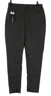 Nové - Dámské tmavošedé plátěné chino kalhoty PrettyLittle Thing