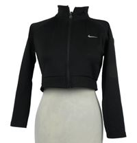 Dámská černá žebrovaná sportovní crop propínací mikina Nike 