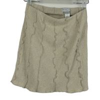 Dámská béžová žebrovaná pletená sukně s volánky Bershka 