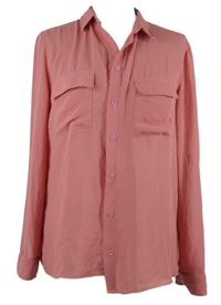 Dámská růžová šifonová halenka Bershka 