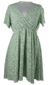 Dámské zeleno-bílé kytičkované šaty Shein 