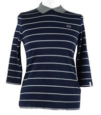 Dámské tmavomodré pruhované triko s límečkem Lacoste 