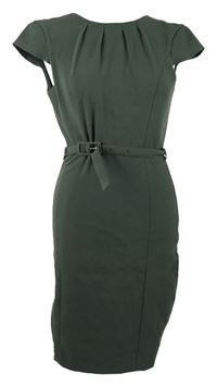 Dámské khaki pouzdrové šaty s páskem H&M