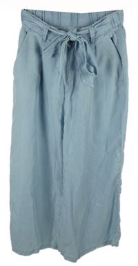 Dámské světlemodré culottes kalhoty s páskem 