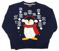 Tmavomodrý svetr s tučňákem 