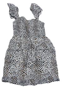Bílé žabičkové šaty s leopardím vzorem Primark