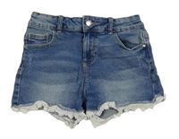 Modré riflové kraťasy s krajkou Denim Co.