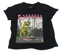 Černé tričko s dinosaurem Primark