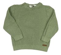 Zelený žebrovaný svetr H&M