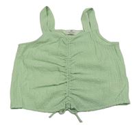 Světlezelený mačkaný crop top H&M