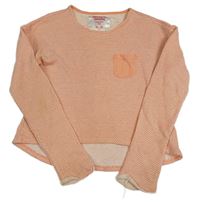 Růžovo-bílá melírovaná crop mikina 