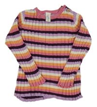 Barevně pruhovaný žebrovaný svetr Topomini 