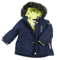 Tmavomodrá šusťáková zimní bunda s kapucí F&F