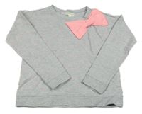 Světlešedá vzorovaná mikina s mašlí Vertbaudet