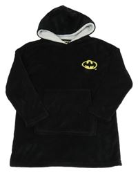 Černá chlupatá oversize mikina s Batmanem a kapucí vel.116-128