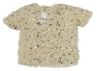 Nové - Béžová střapatá mikina s flitry Zara