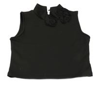 Černý elastický top s 3D květinou River Island