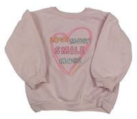 Růžová mikina se srdcem a popisem