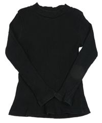 Černé žebrované triko Shein