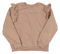 Růžovo-hnědá mikina s volánky H&M