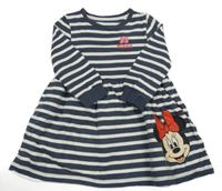 Modro-bílé pruhované bavlněné šaty s Minnie 