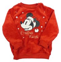 Červená chlupatá mikina s Minnie 