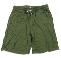 Khaki plátěné kraťasy s bílou tkaničkou Yigga