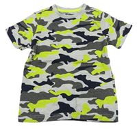 Šedo-tmavomodro-neonově army tričko F&F