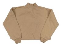 Béžová crop oversized mikina se stojáčkem 