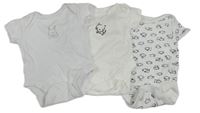 3x bílé body - se zajícem + se slony + s kočkou 56/62