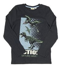 Tmavošedé triko s dinosaury 