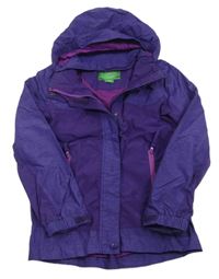 Fialovo-melírovaná šusťáková podzimní funkční bunda s kapucí Mountain Warehouse