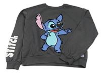 Tmavošedá crop mikina se Stitchem Disney